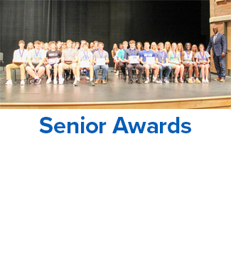 seniors pictured with Dr. Seymour at awards ceremony